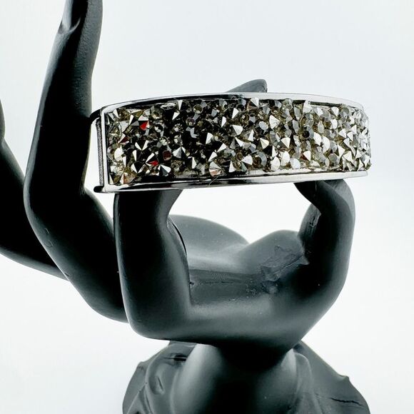 Vintage Chunky Rhinestone Cuff Bracelet Reversable Regency Statement Bling - Picture 1 of 10